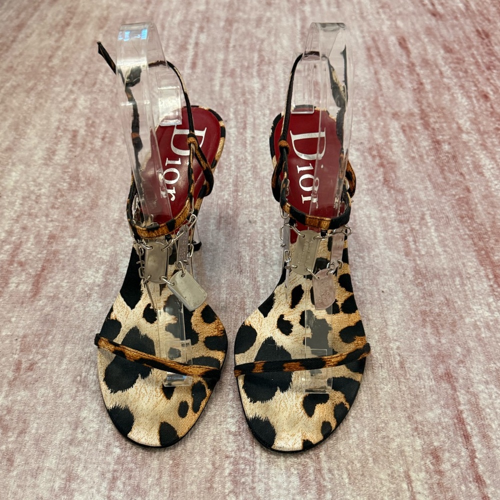 RARE - Dior Animal Print, Dog Tag Charms Heels - Picture 2 of 11